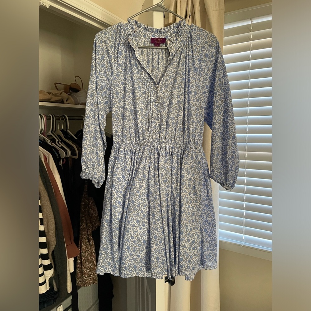 J.Crew with Liberty Fabric Organic Cotton Ruffle Collar Dress Size Medium M